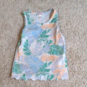 Cat & Jack Tropical Leaf Tank Top - Green and Peach